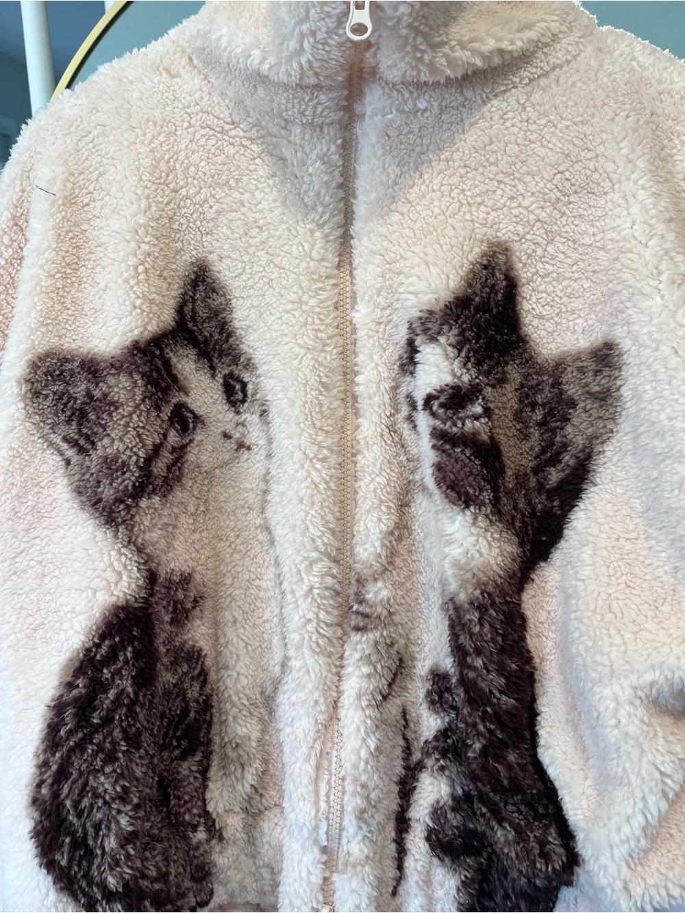 Kimchi Blue Snow Bunny Printed Piled Fleece Zip-Up Jacket - Picture 6 of 11
